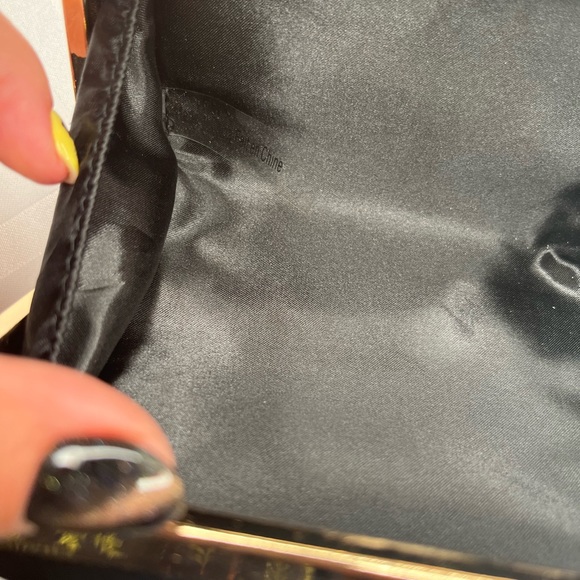 Vintage Black Leather Studded Clutch – Early 1980s – Handmade – Gold Metal Rivet - Picture 8 of 9